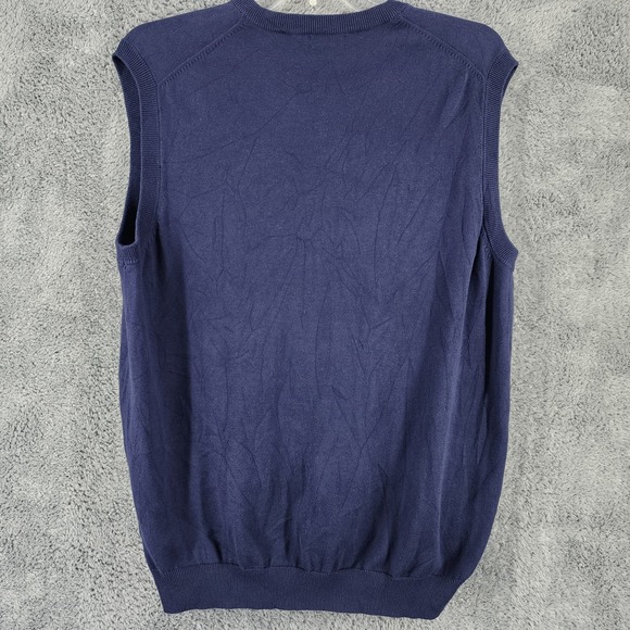 Brooks Brothers 346 Sweater Vest Mens XL Blue Supima Cotton V-Neck Ribbed Trim - Picture 2 of 8